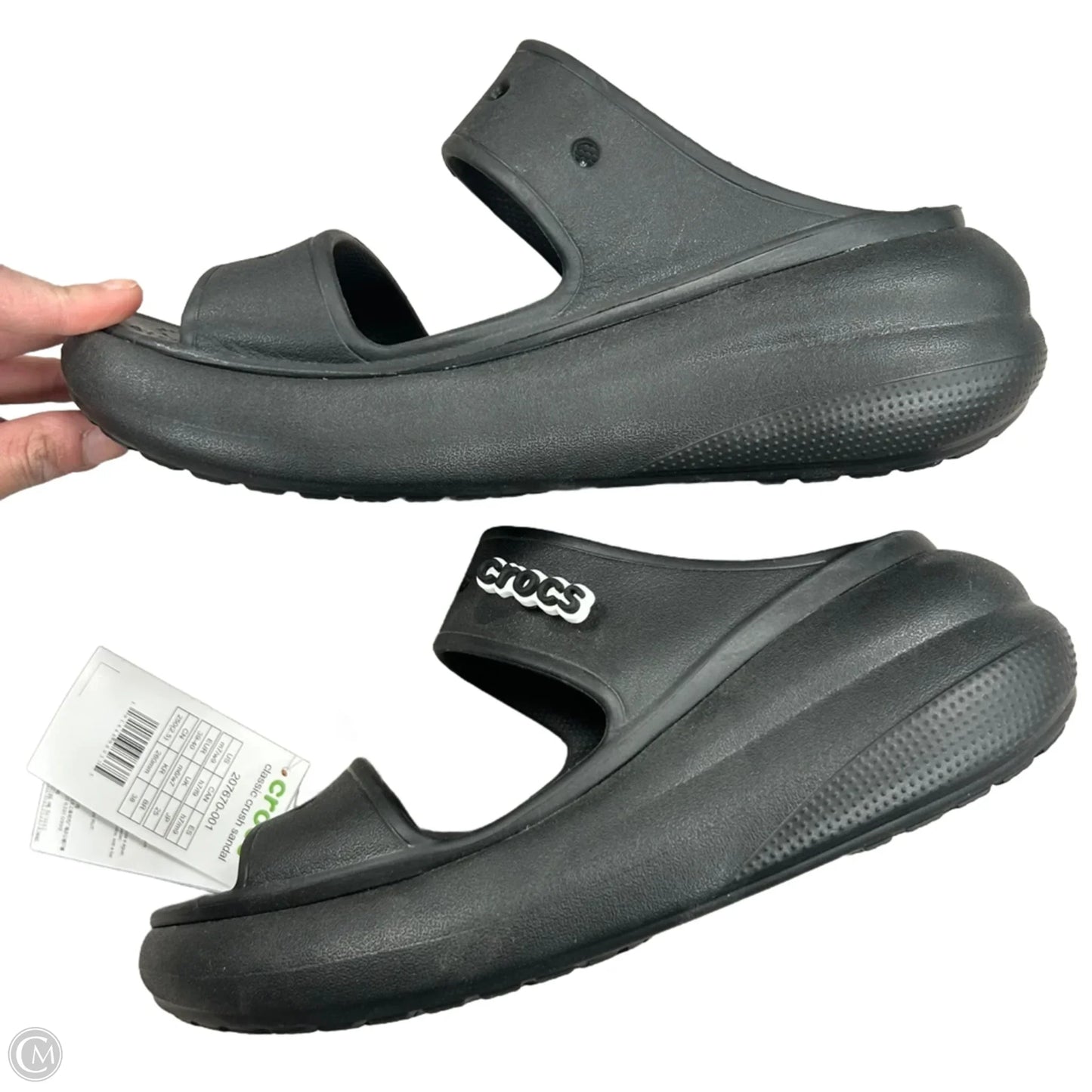 Sandals Heels Platform By Crocs In Black, Size: 9