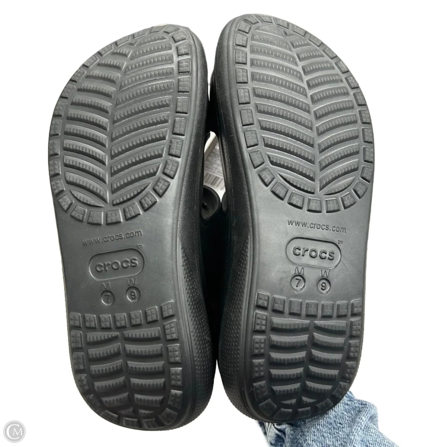 Sandals Heels Platform By Crocs In Black, Size: 9