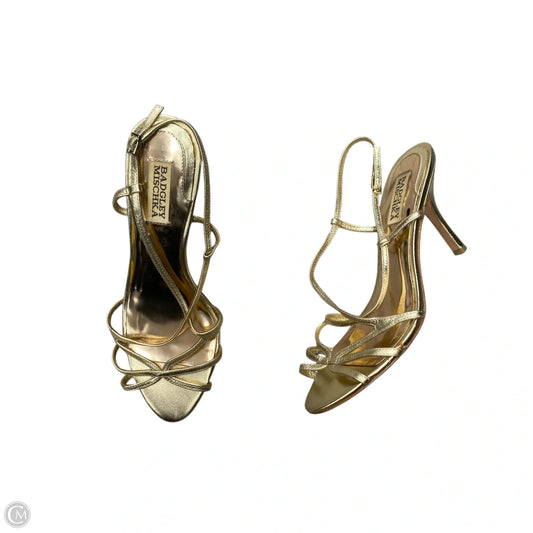 Sandals Heels Kitten By Badgley Mischka In Gold, Size: 8.5