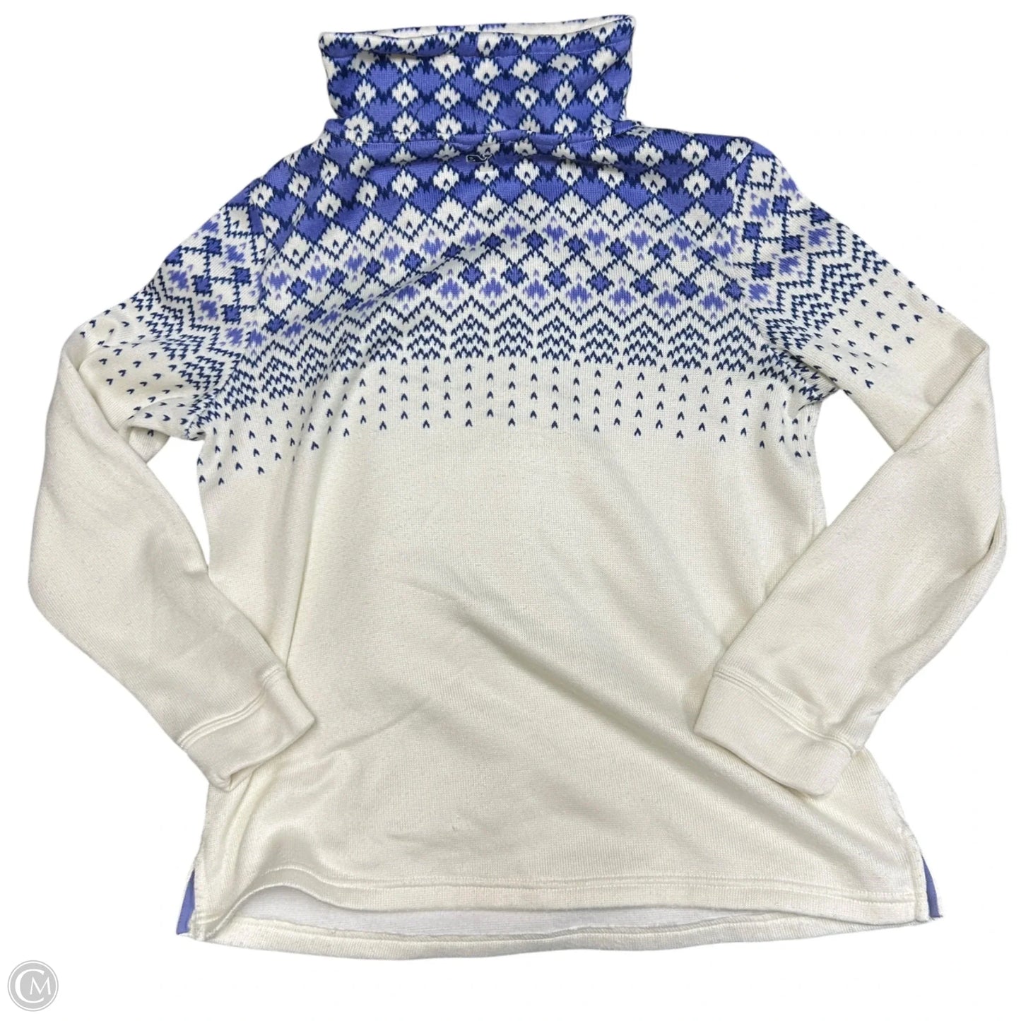 Sweatshirt Collar By Vineyard Vines In Blue & Cream, Size: S