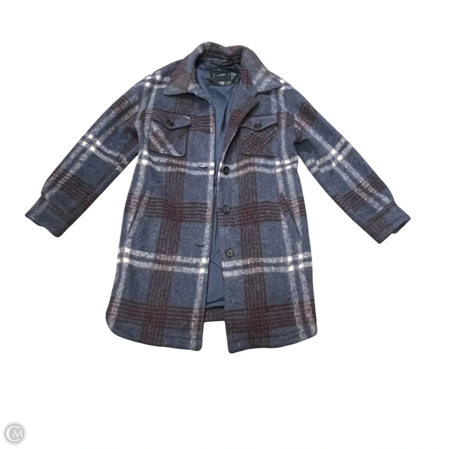 Coat Peacoat By Lucky Brand In Blue & Red, Size: M