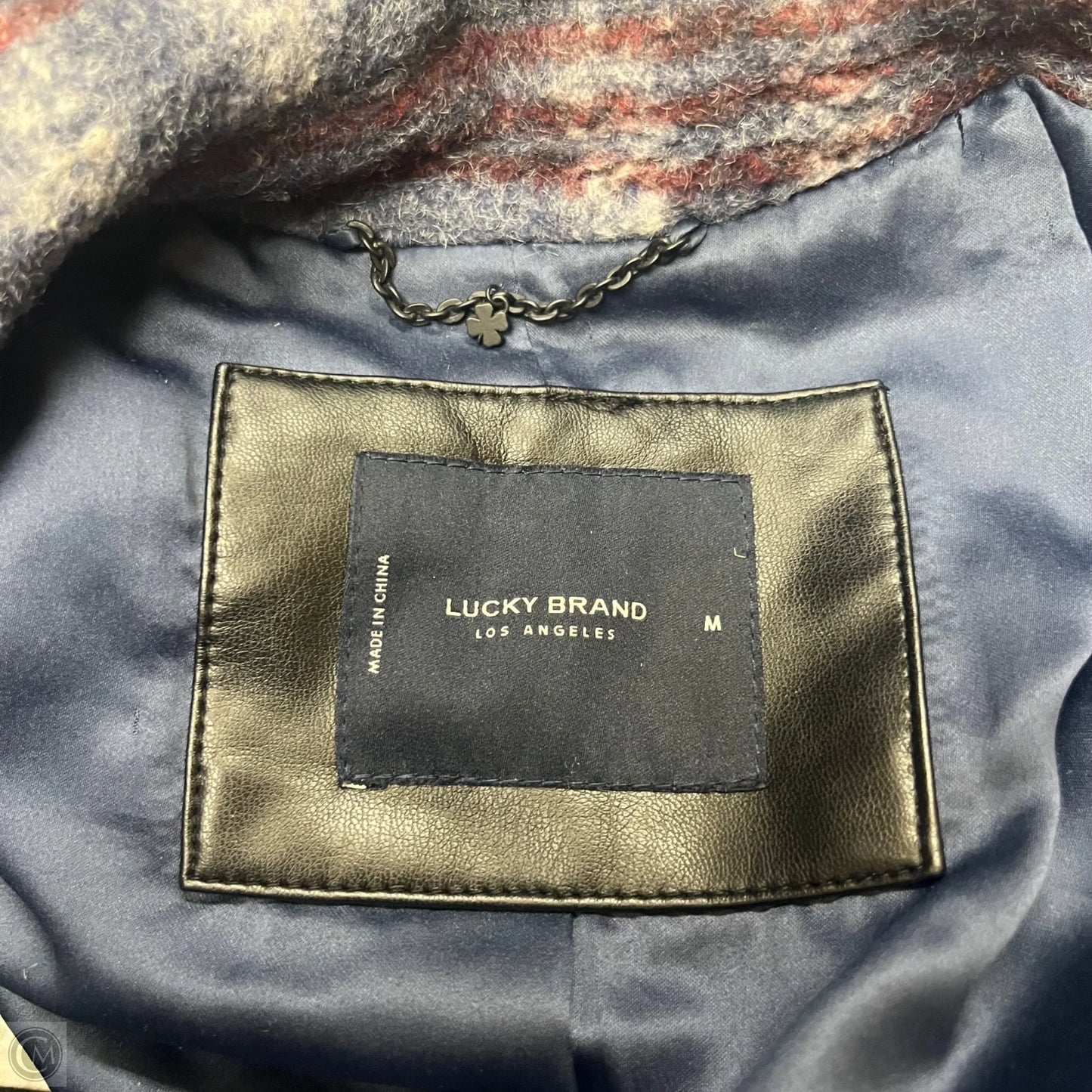 Coat Peacoat By Lucky Brand In Blue & Red, Size: M