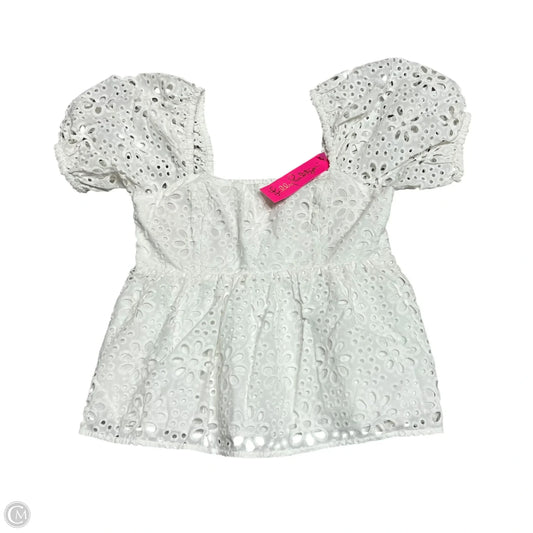 Top Short Sleeve Designer By Lilly Pulitzer In White, Size: S