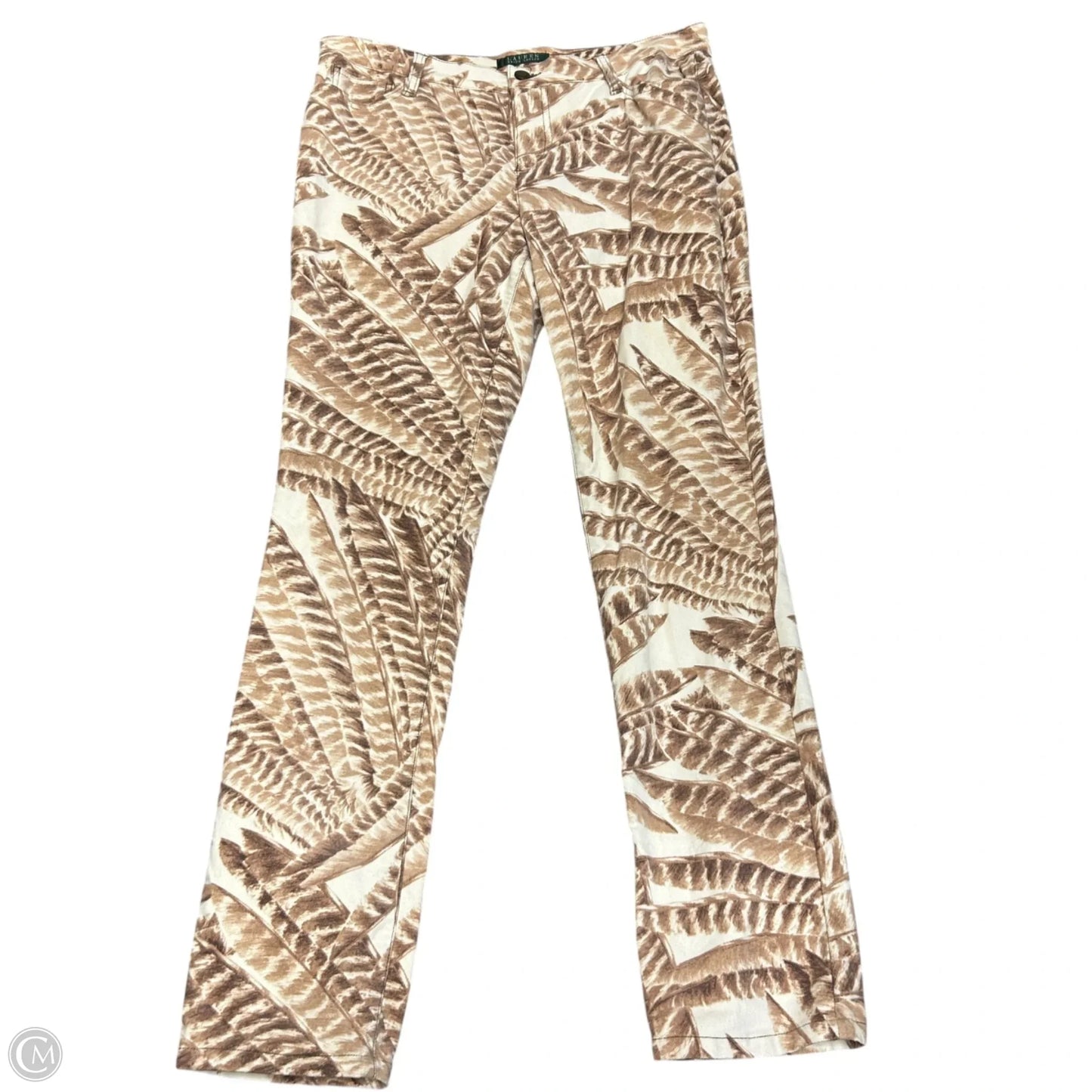 Jeans Straight By Lauren By Ralph Lauren In Tan & White, Size: 10