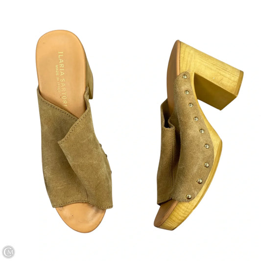 Sandals Heels Block By Ilaria Sartori In Tan, Size: 10.5