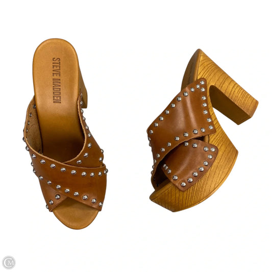 Sandals Heels Block By Steve Madden In Brown, Size: 9