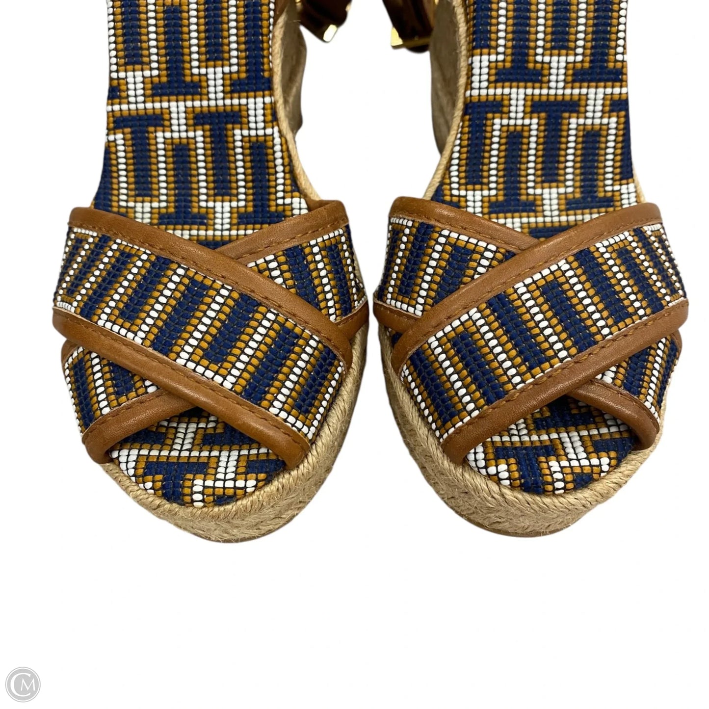Sandals Designer By Tory Burch In Blue & Brown, Size: 6