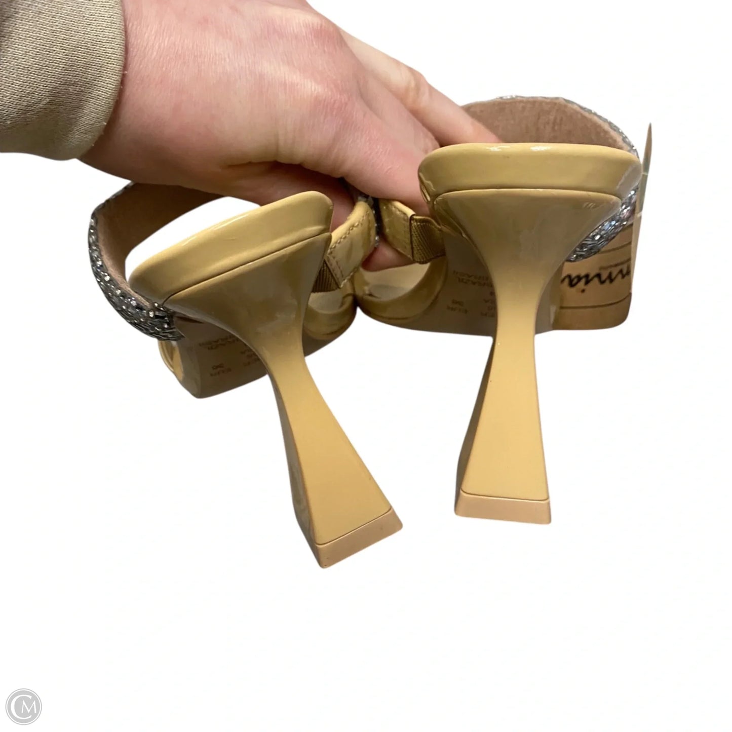 Sandals Heels Kitten By Somnia In Tan, Size: 5