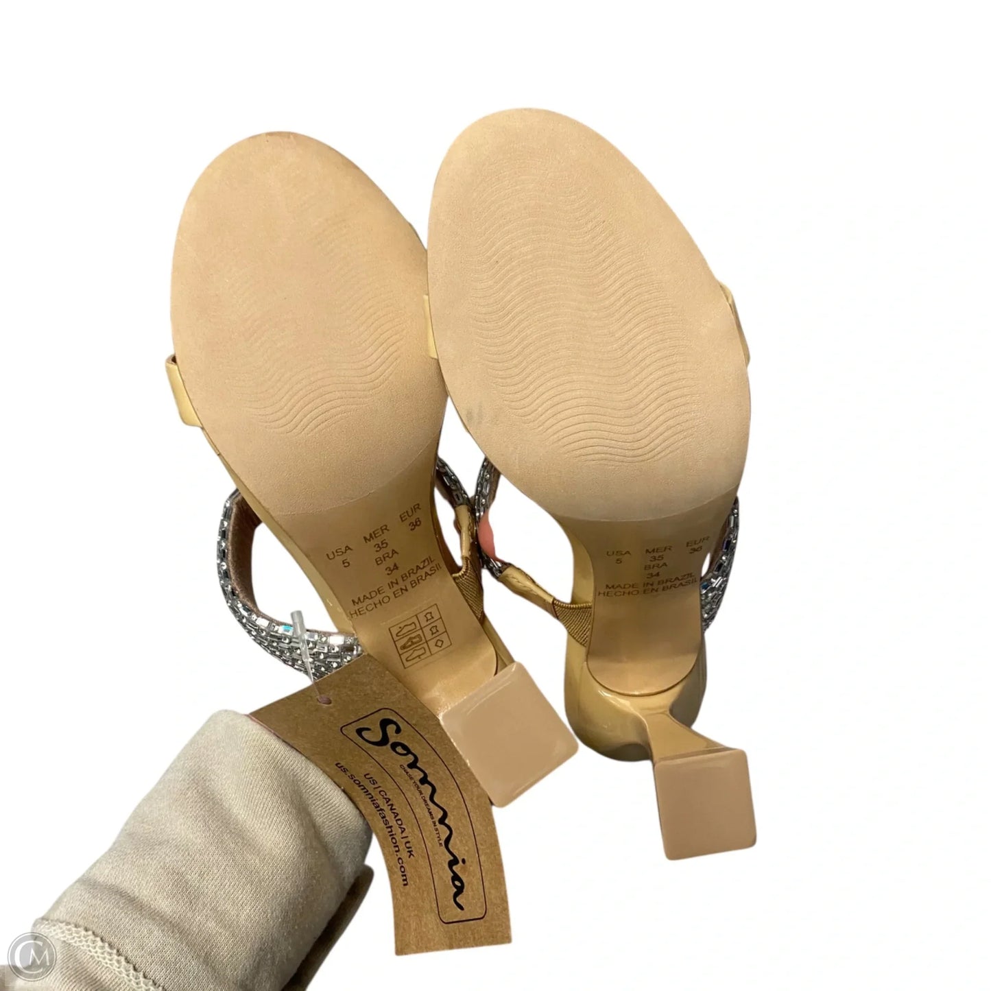 Sandals Heels Kitten By Somnia In Tan, Size: 5