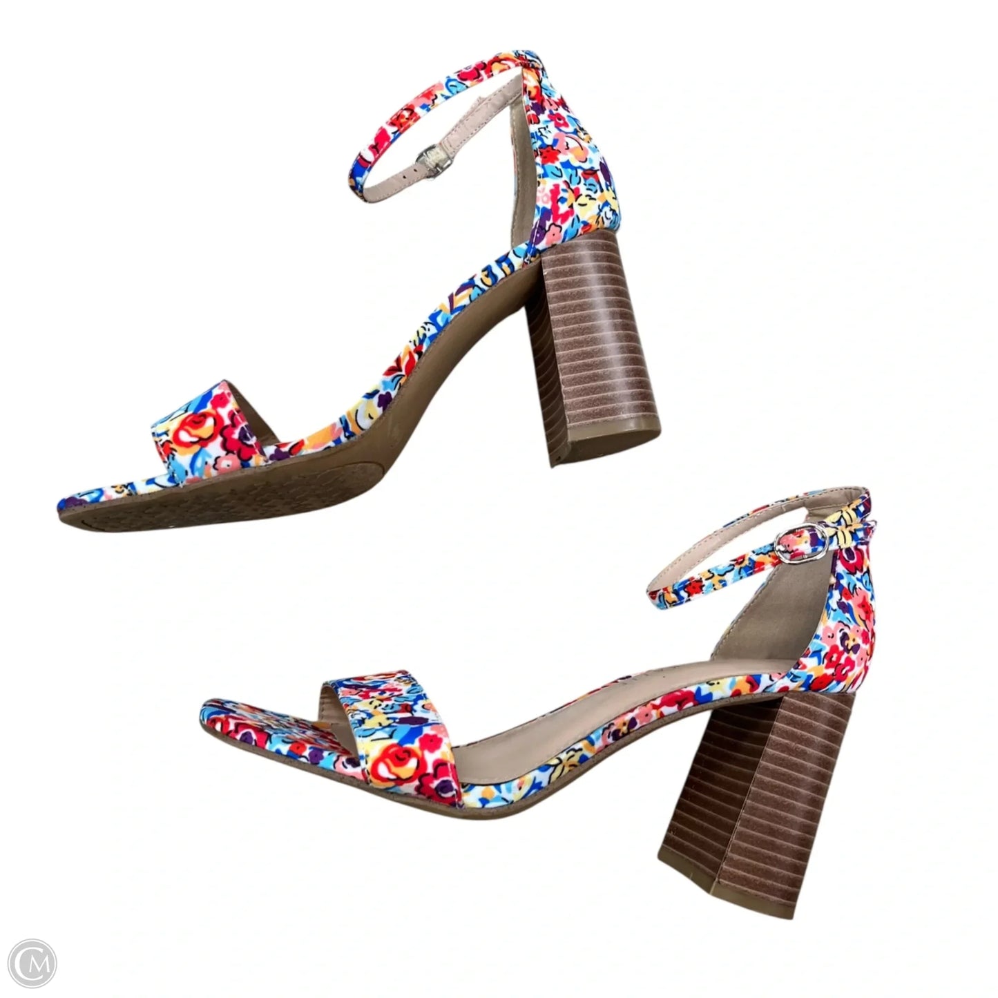 Sandals Heels Block By Kelly And Katie In Floral Print, Size: 7.5