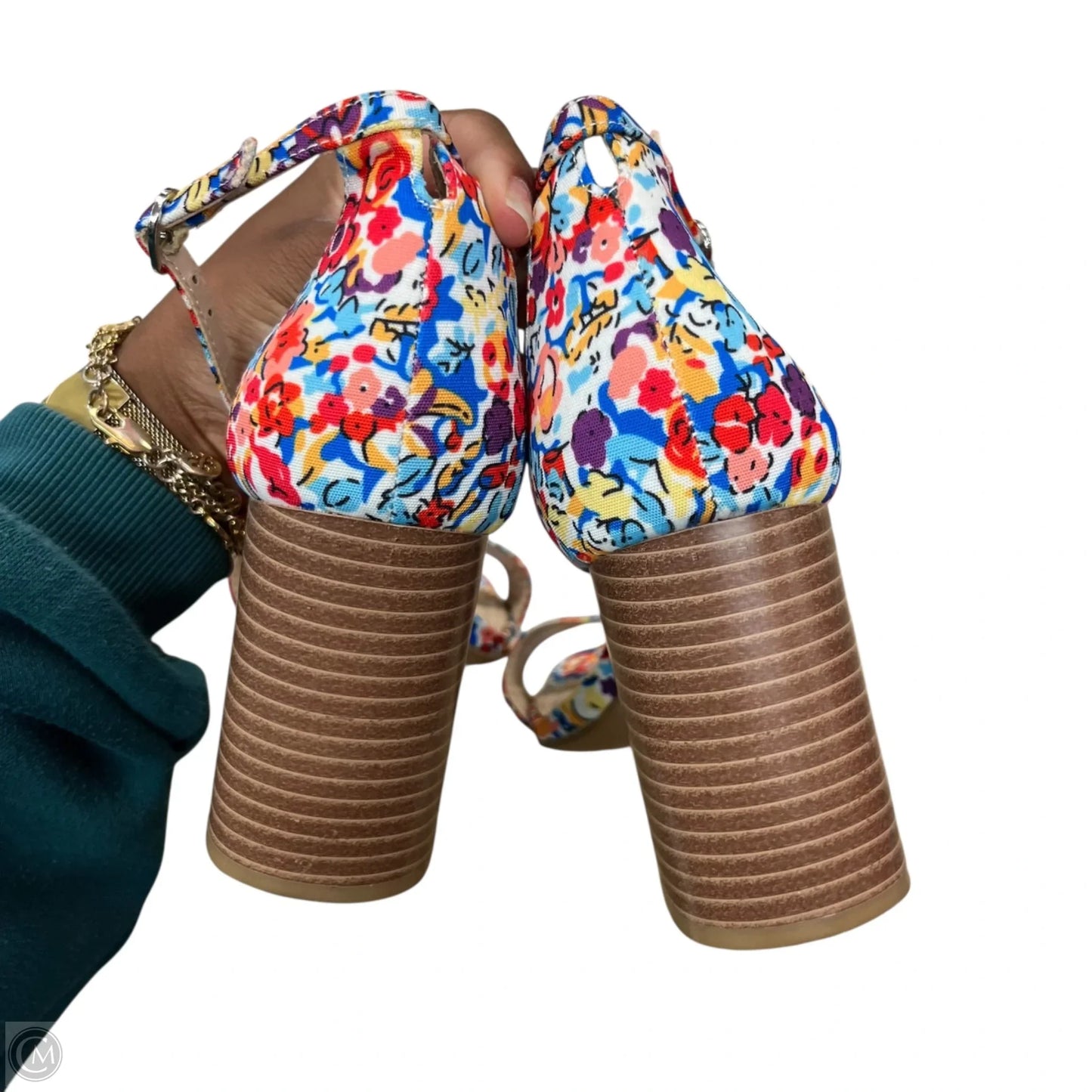 Sandals Heels Block By Kelly And Katie In Floral Print, Size: 7.5