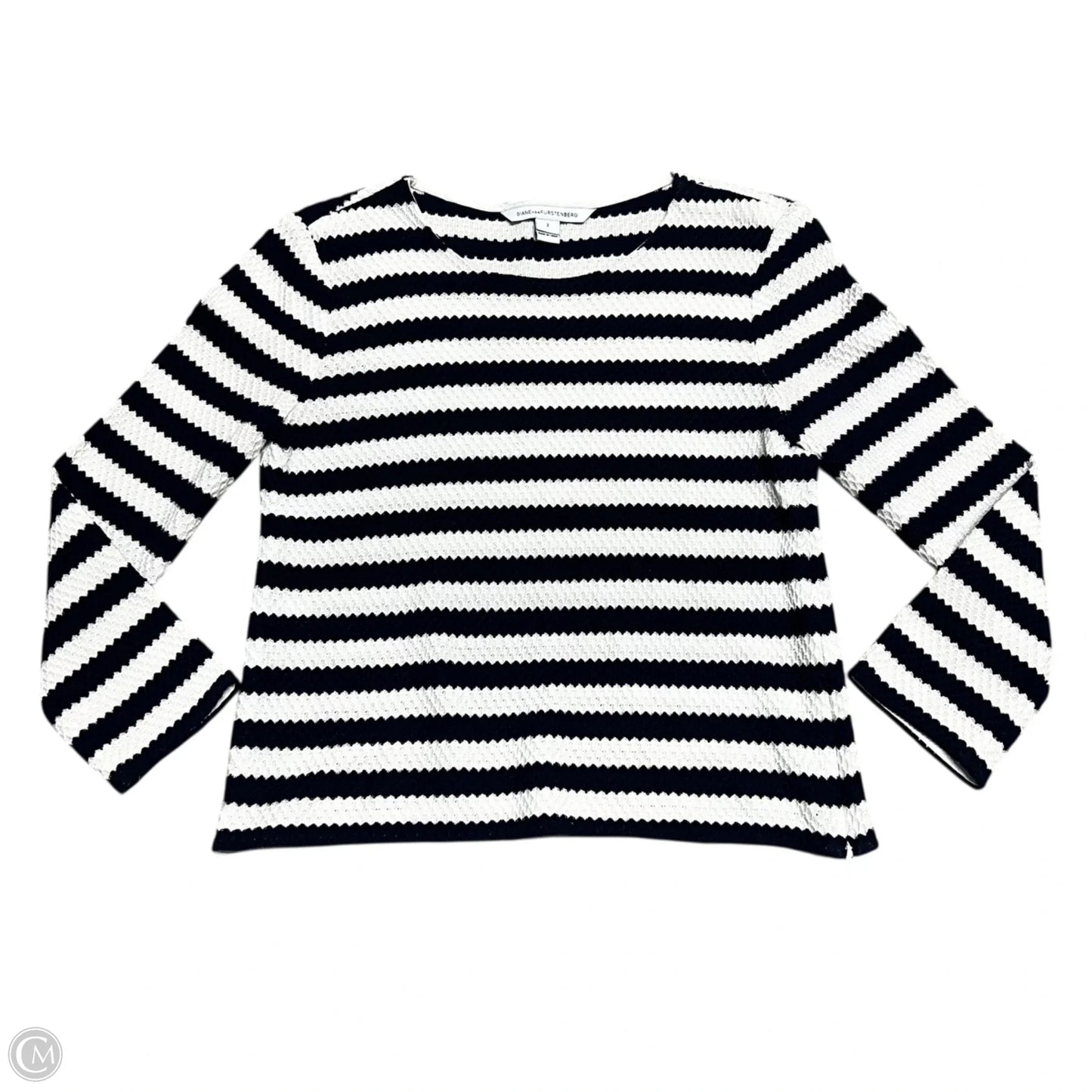 Top 3/4 Sleeve Designer By Diane Von Furstenberg In Blue & White, Size: Xs