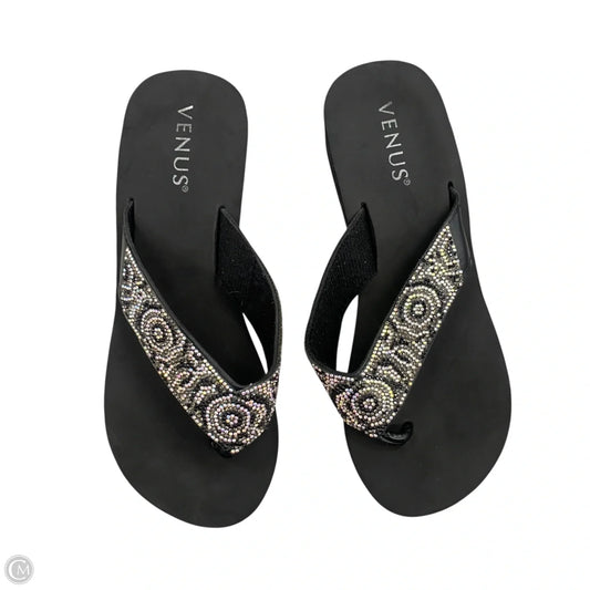 Sandals Heels Wedge By Venus In Black, Size: 8.5