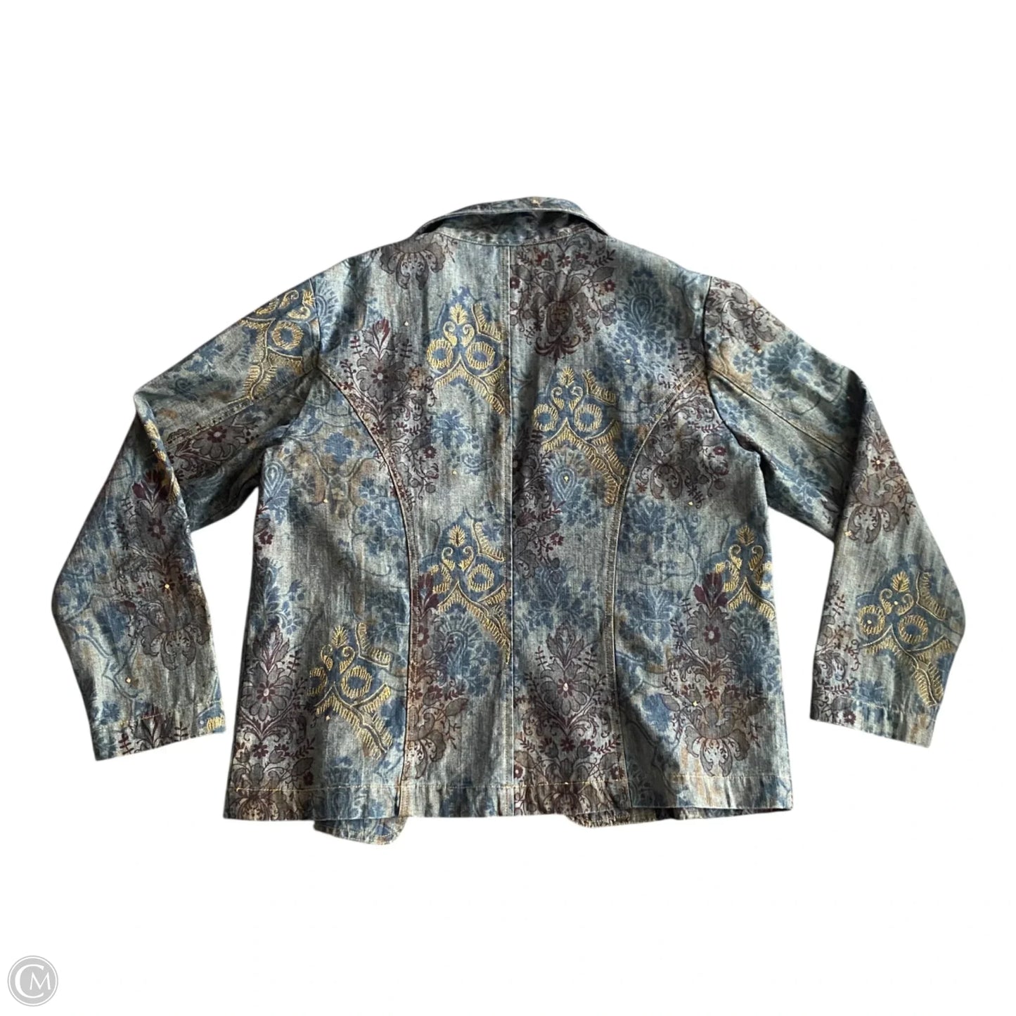 Jacket Denim By Chicos In Blue & Red, Size: Xl