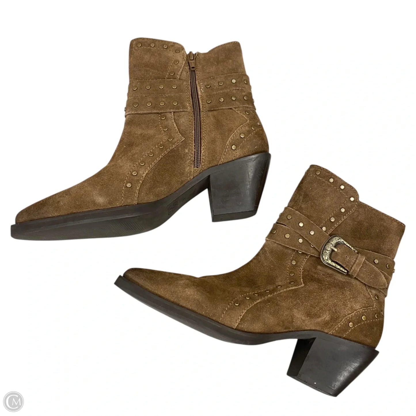 Boots Ankle Heels By Crown Vintage In Brown, Size: 7