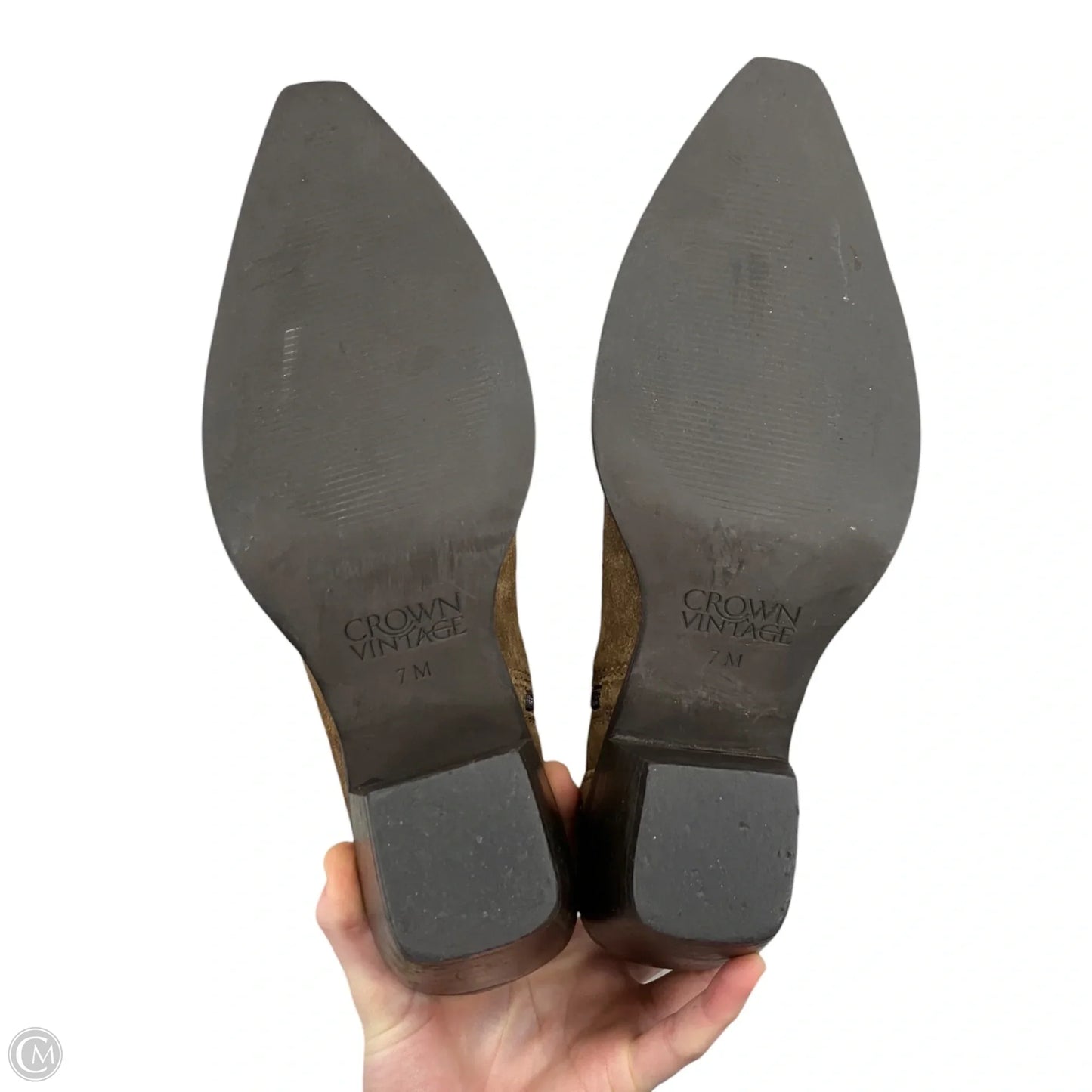 Boots Ankle Heels By Crown Vintage In Brown, Size: 7