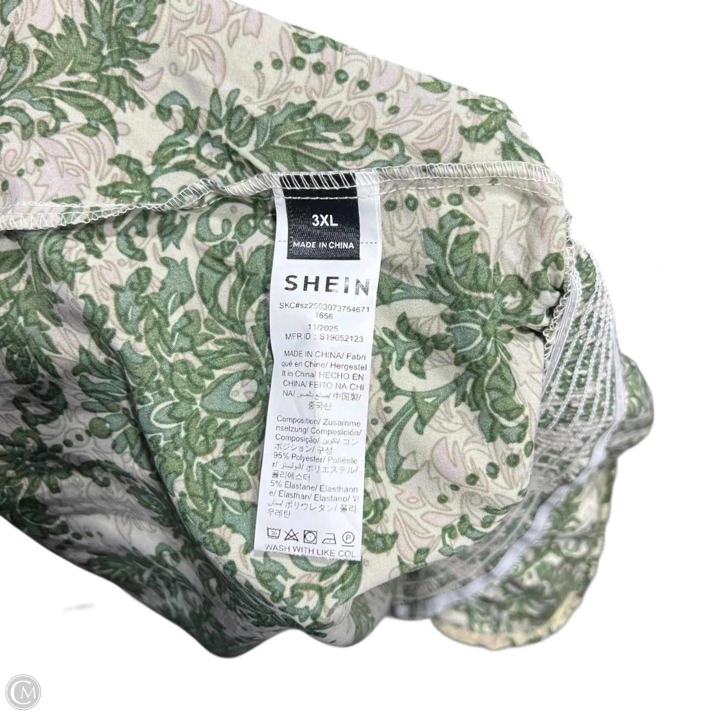 Romper By Shein In Cream & Green, Size: 3x