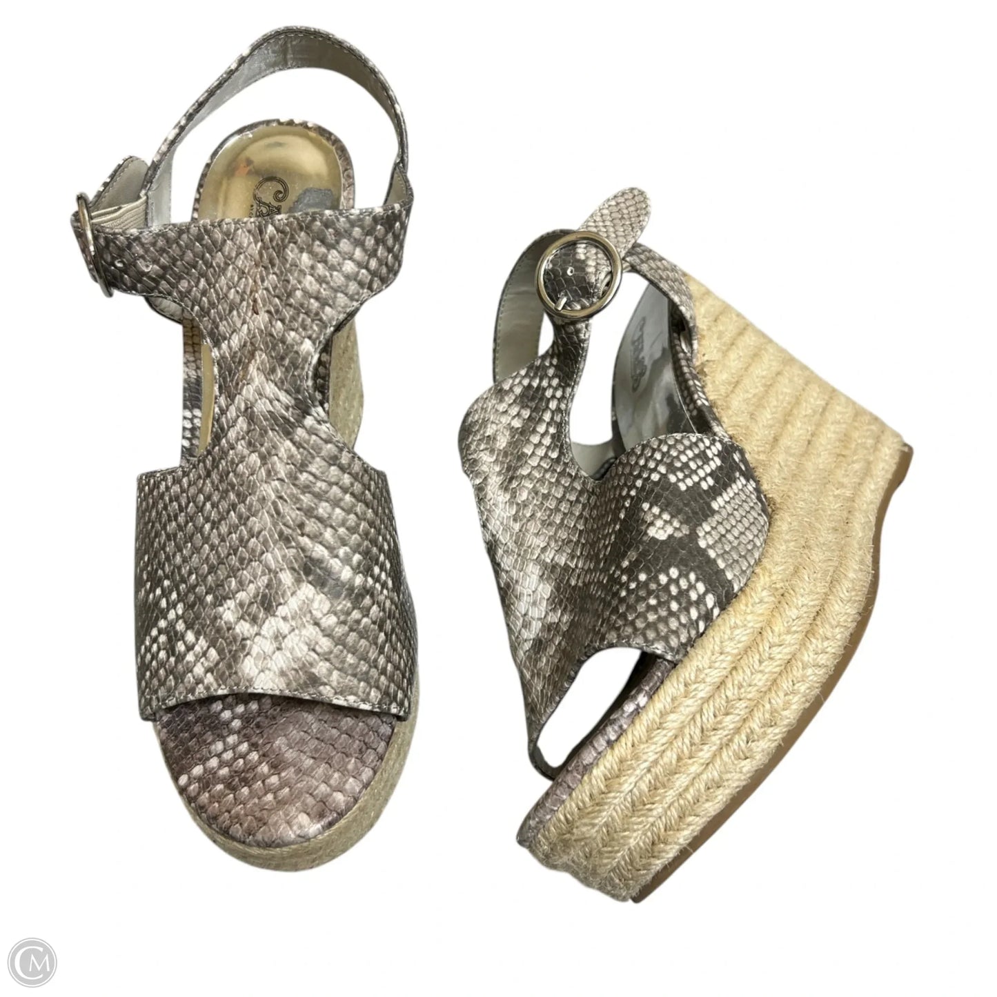 Sandals Heels Wedge By Carlos By Carlos Santana In Snakeskin Print, Size: 7