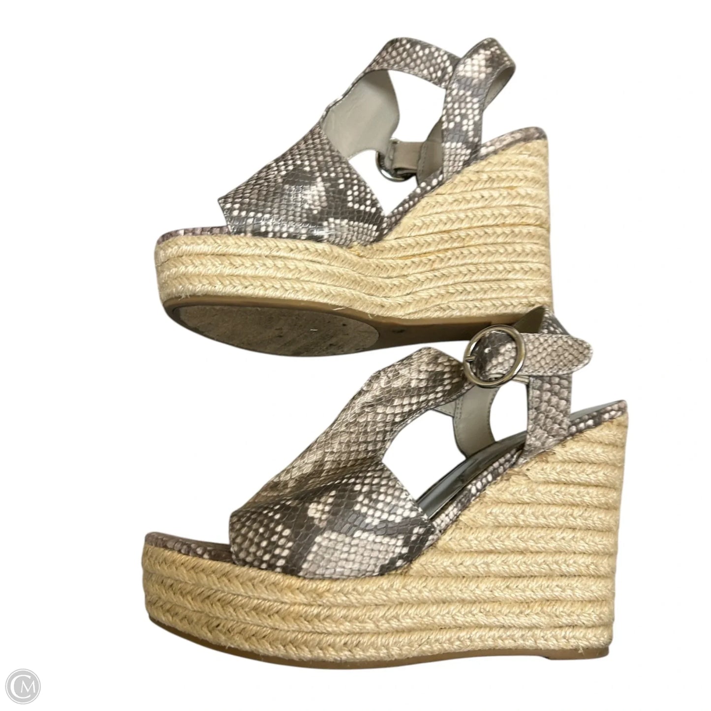 Sandals Heels Wedge By Carlos By Carlos Santana In Snakeskin Print, Size: 7