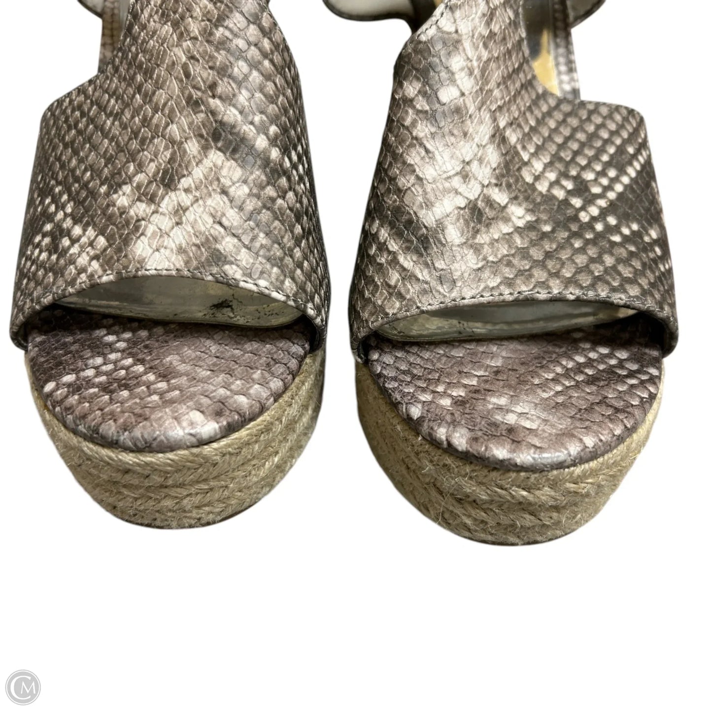 Sandals Heels Wedge By Carlos By Carlos Santana In Snakeskin Print, Size: 7