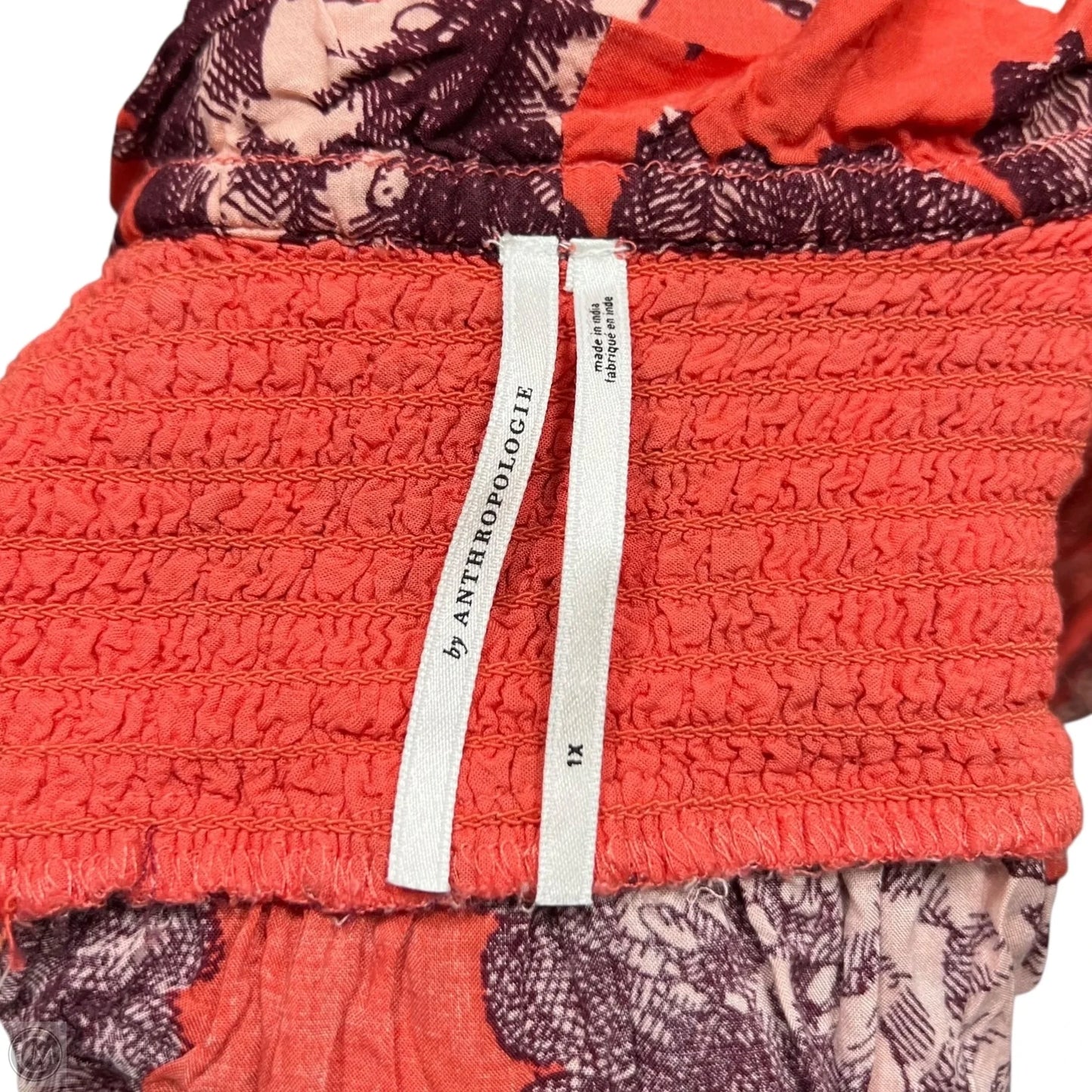 Dress Casual Midi By Anthropologie In Orange & Purple, Size: 1x