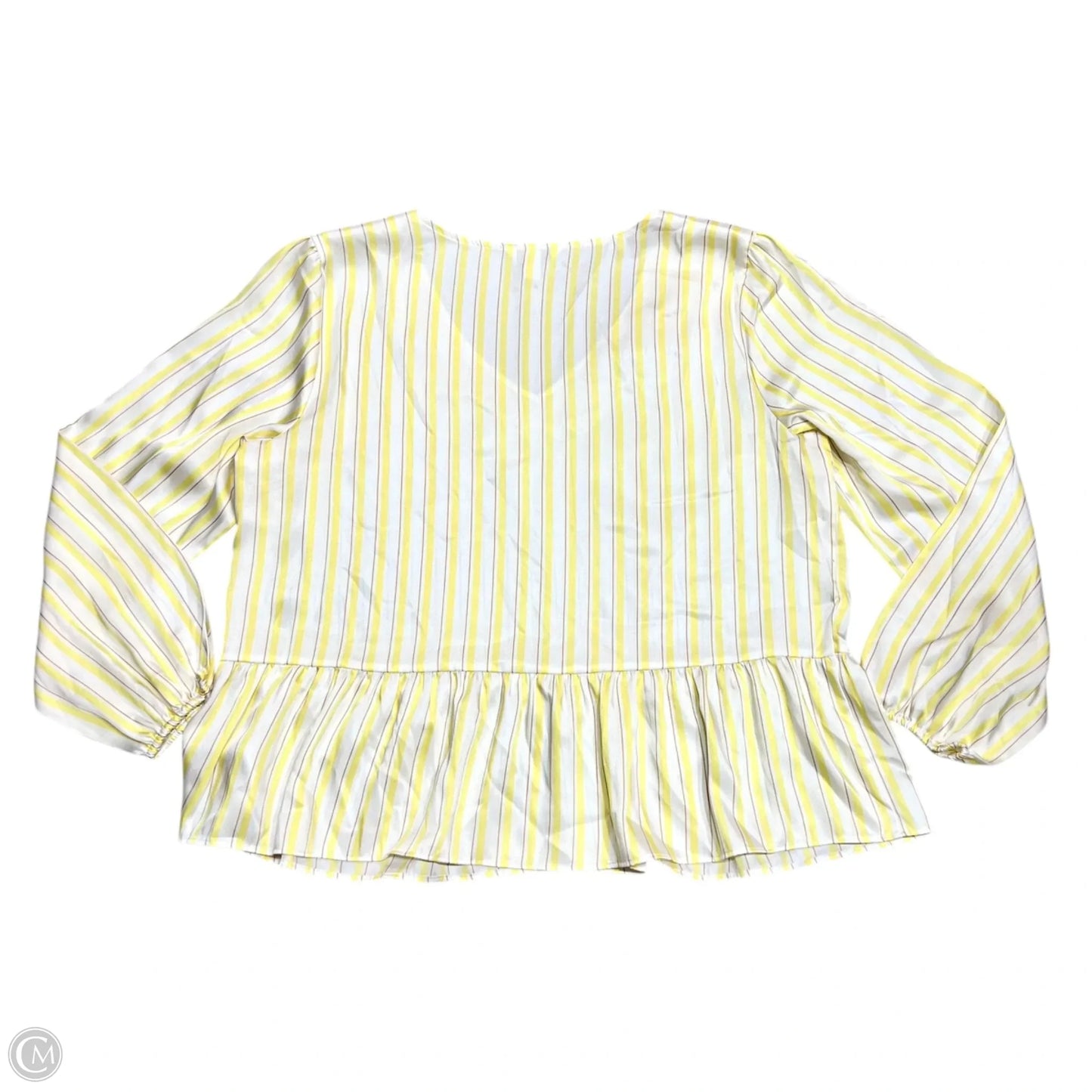 Top Long Sleeve By Nine West In White & Yellow, Size: Xl