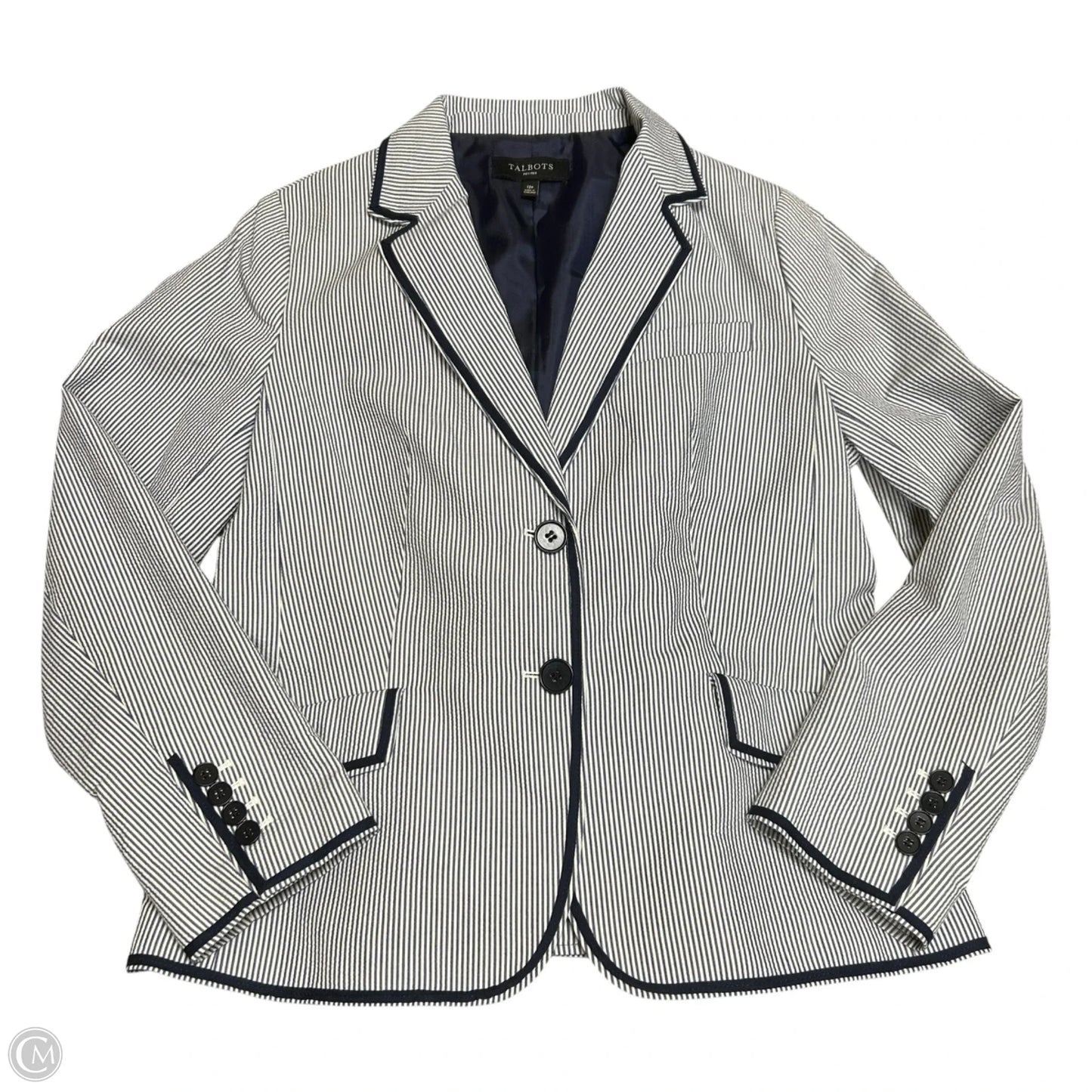 Blazer By Talbots In Blue & White, Size: Lp