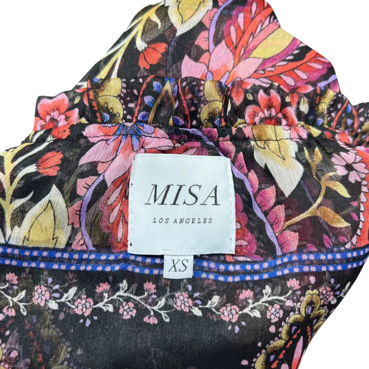 Top Long Sleeve Designer By Misa In Black & Pink, Size: Xs