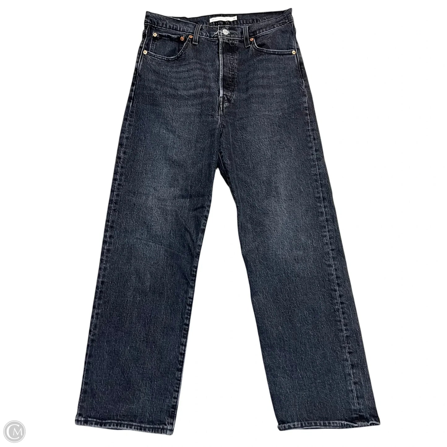 Jeans Straight By Levis In Black Denim, Size: 10