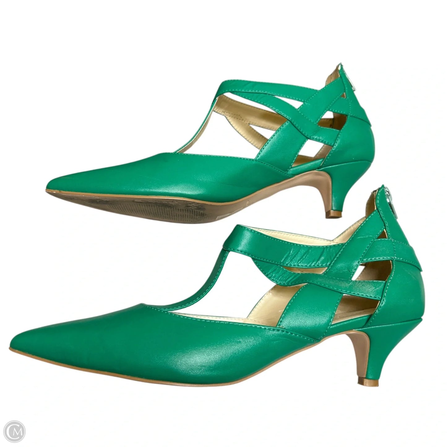 Shoes Heels Kitten By Ashro In Green, Size: 11