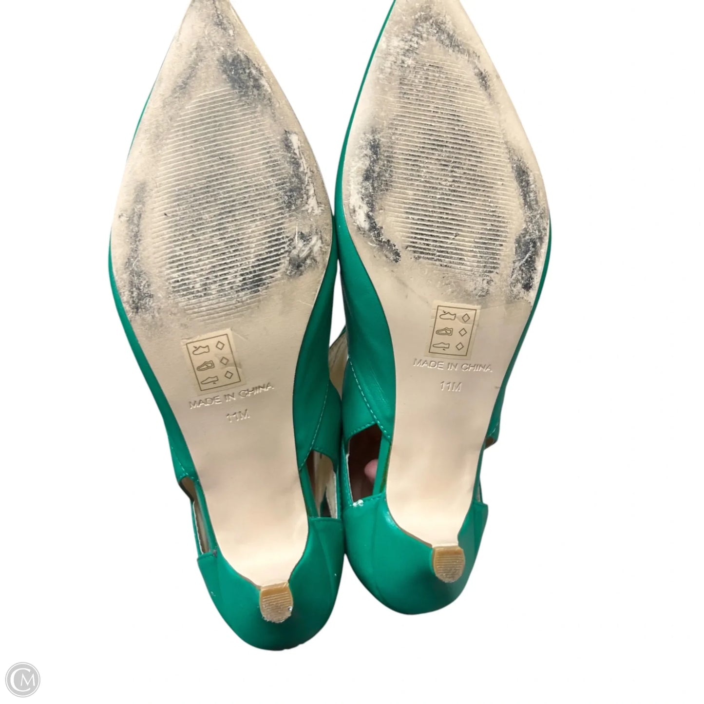 Shoes Heels Kitten By Ashro In Green, Size: 11