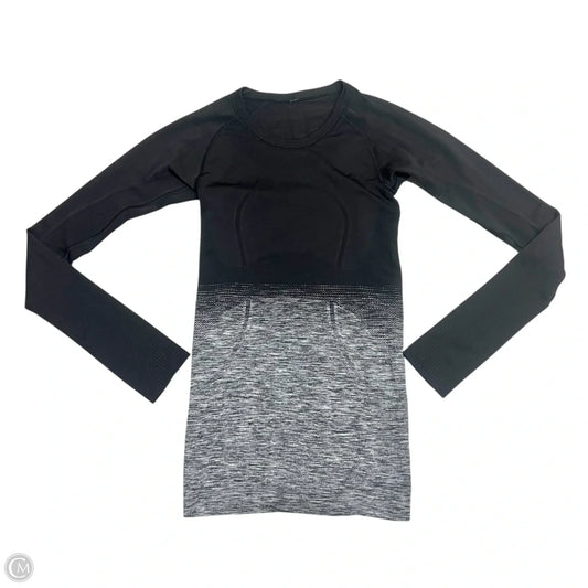 Athletic Top Long Sleeve Collar By Lululemon In Black & Grey, Size: Xs