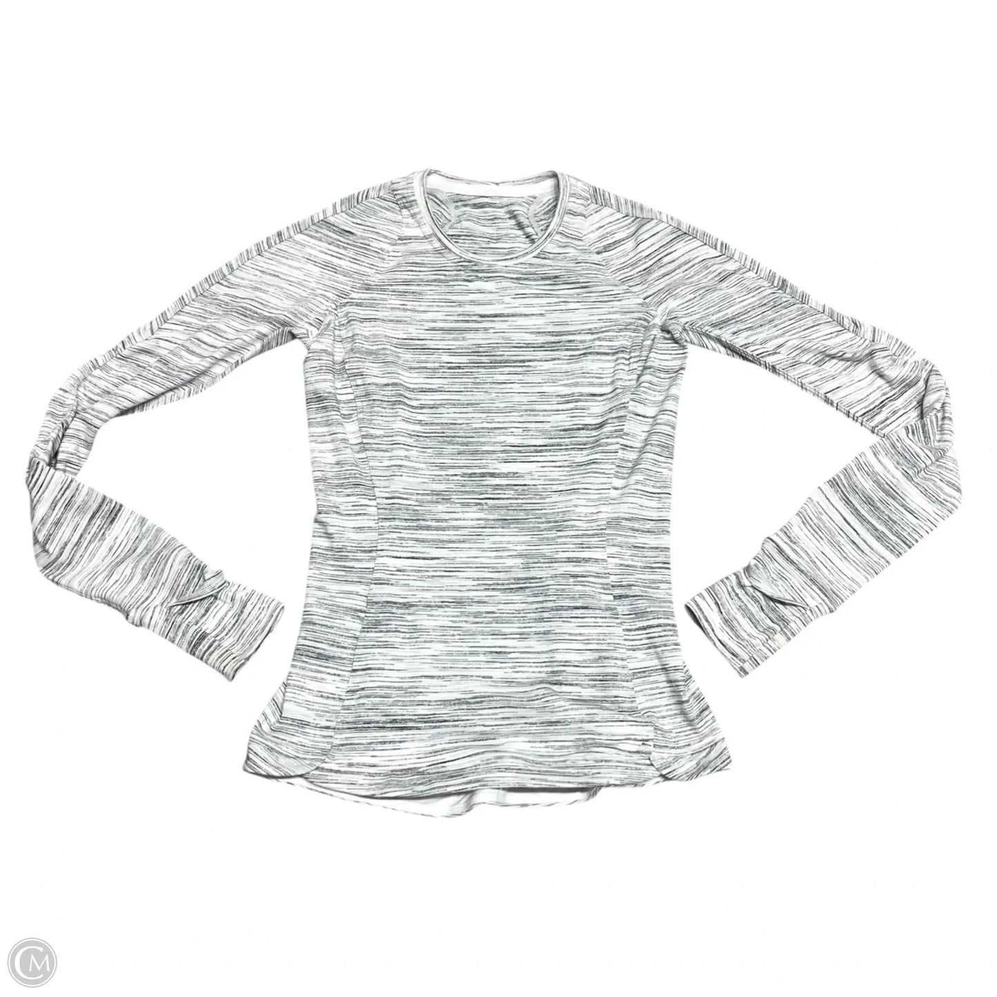 Athletic Top Long Sleeve Collar By Lululemon In Black & White, Size: S