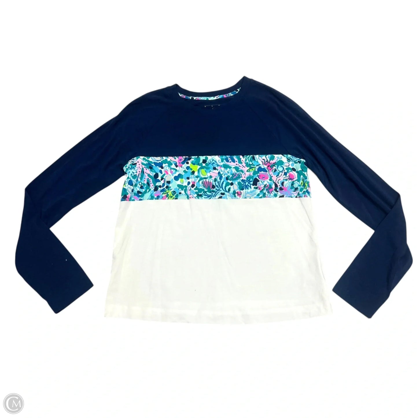 Top Long Sleeve Designer By Lilly Pulitzer In Blue & White, Size: Xs