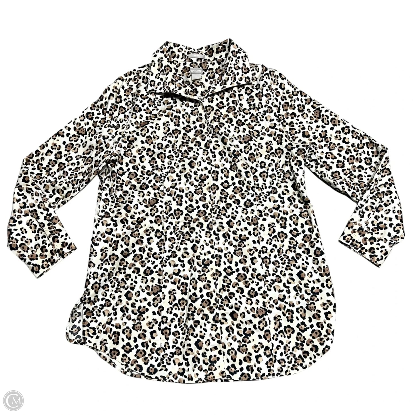 Top Long Sleeve By Chicos In Leopard Print, Size: M