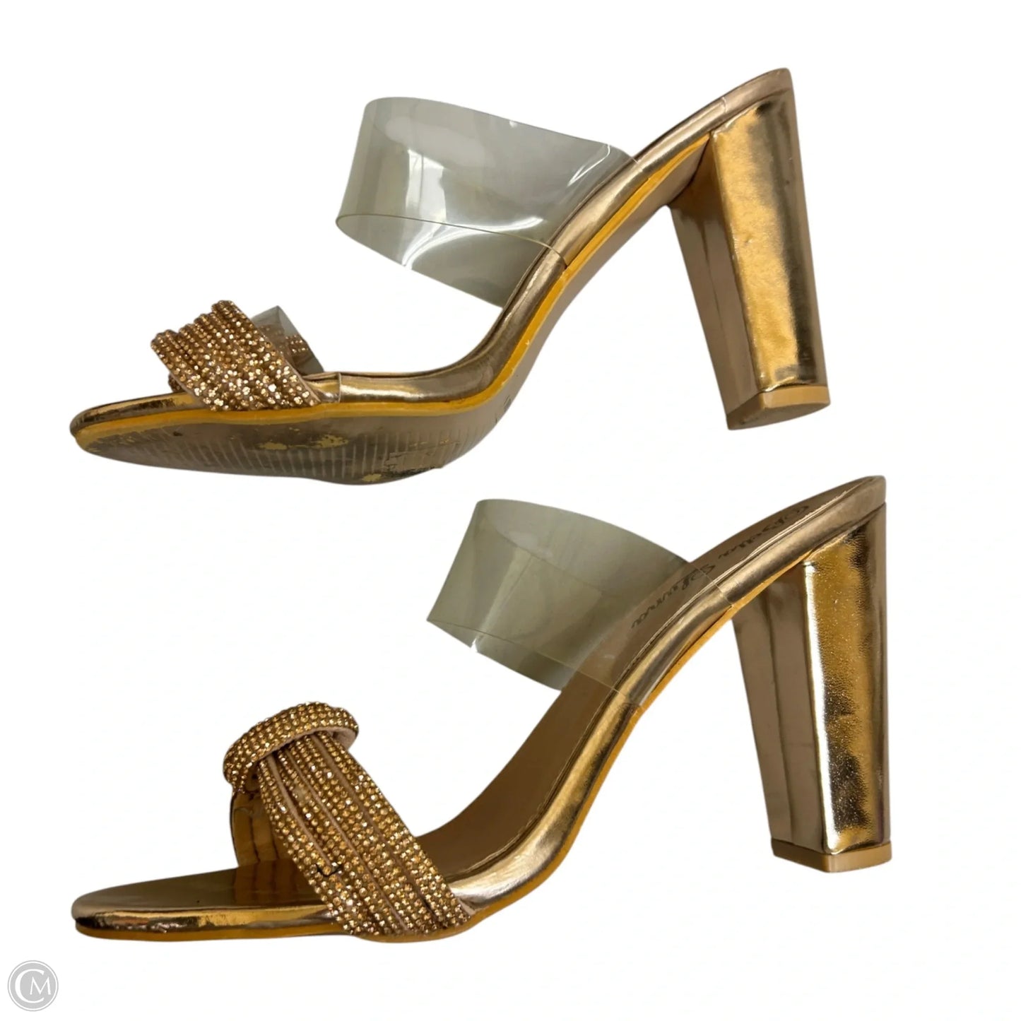 Sandals Heels Block By Bella Luna In Gold, Size: 9