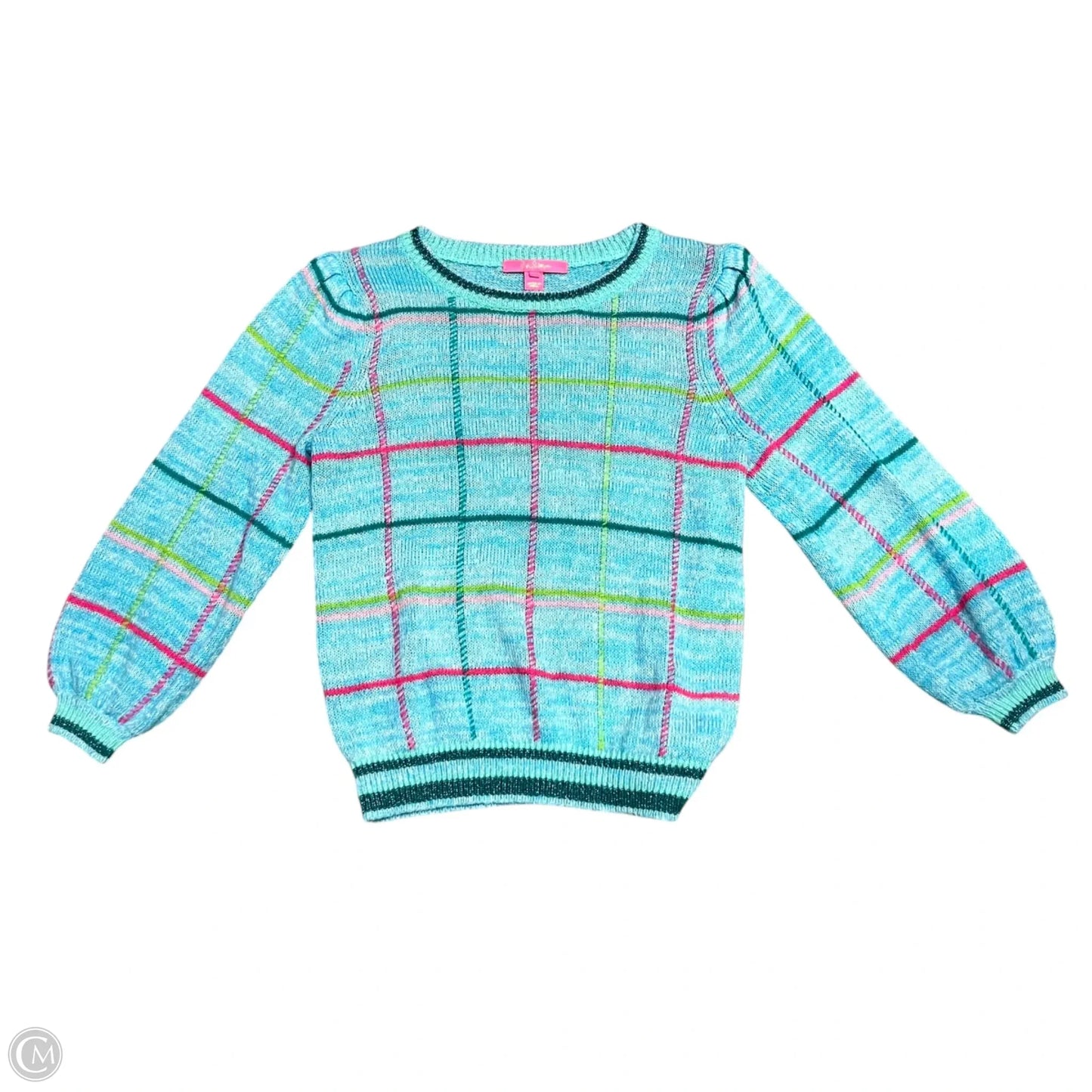 Sweater Cardigan Designer By Lilly Pulitzer In Blue & Green, Size: S