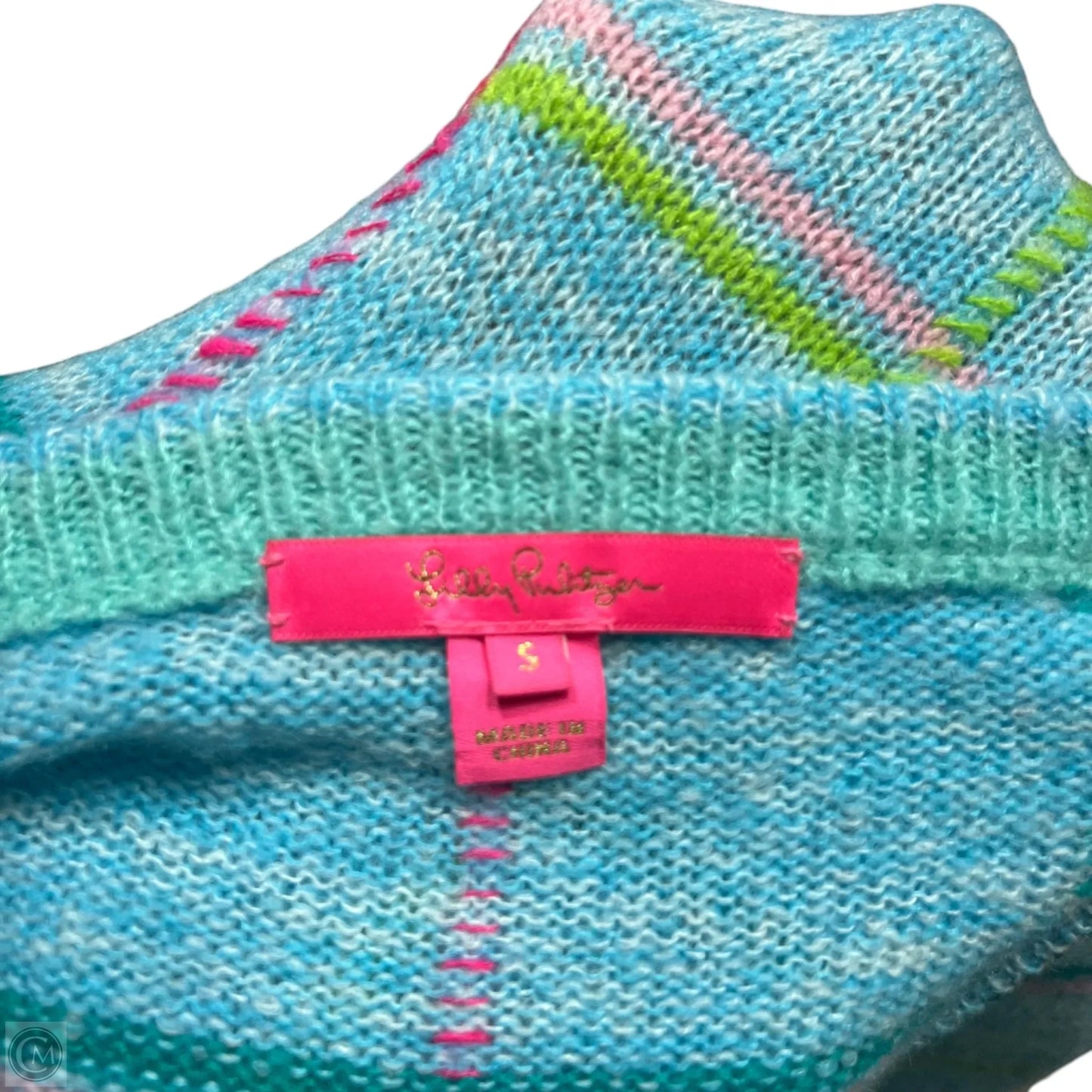 Sweater Cardigan Designer By Lilly Pulitzer In Blue & Green, Size: S