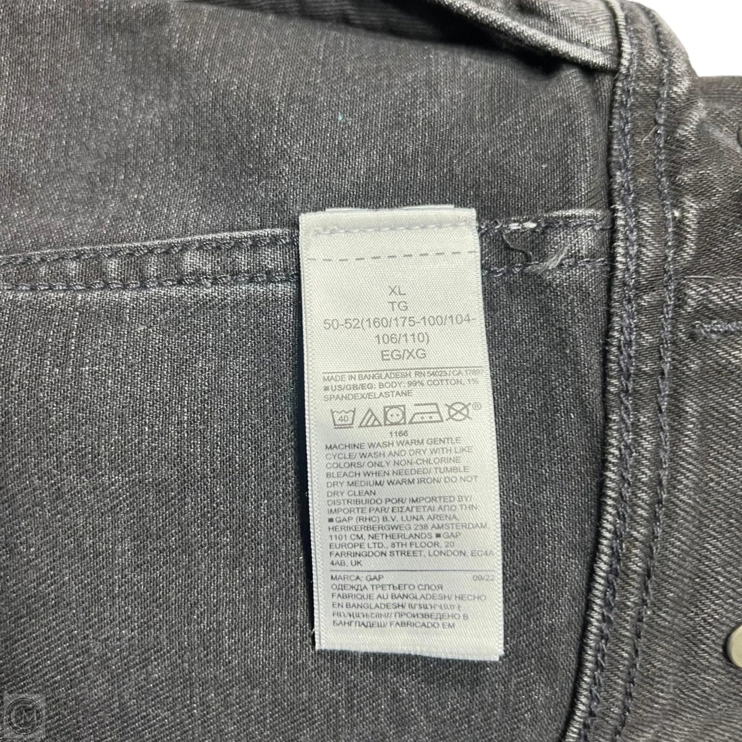 Jacket Denim By Gap In Black Denim, Size: Xl