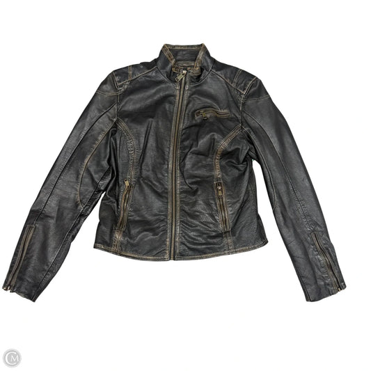 Jacket Moto Leather By Andrew Marc In Brown, Size: L