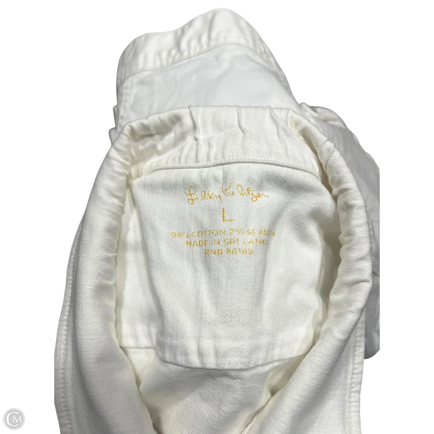 Jacket Designer By Lilly Pulitzer In White Denim, Size: L