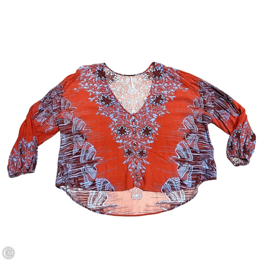 Top Long Sleeve By Free People In Blue & Orange, Size: Xs