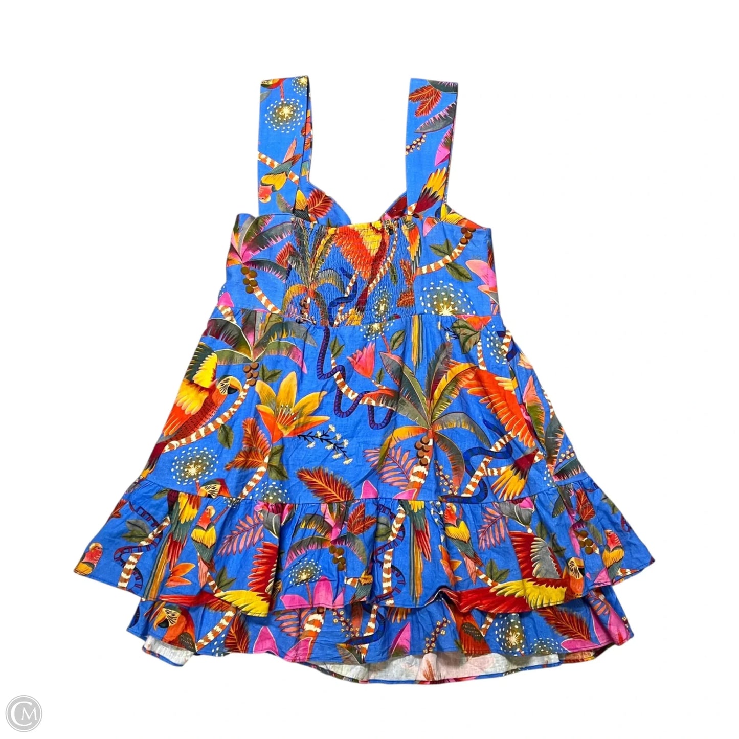 Dress Casual Short By Farm Rio In Blue & Orange, Size: M