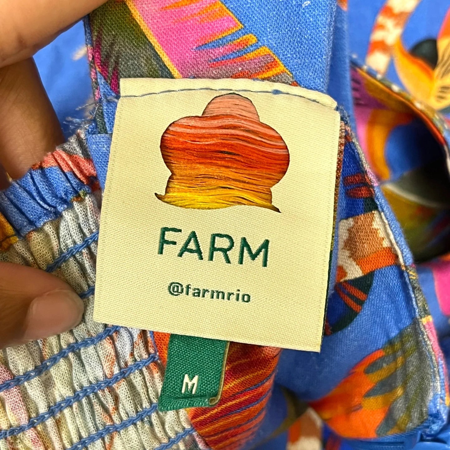 Dress Casual Short By Farm Rio In Blue & Orange, Size: M