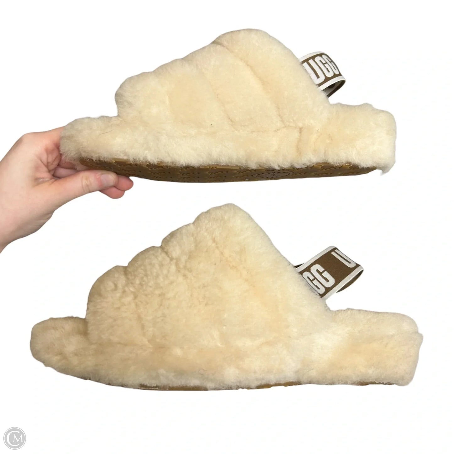 Slippers Designer By Ugg In Cream, Size: 7