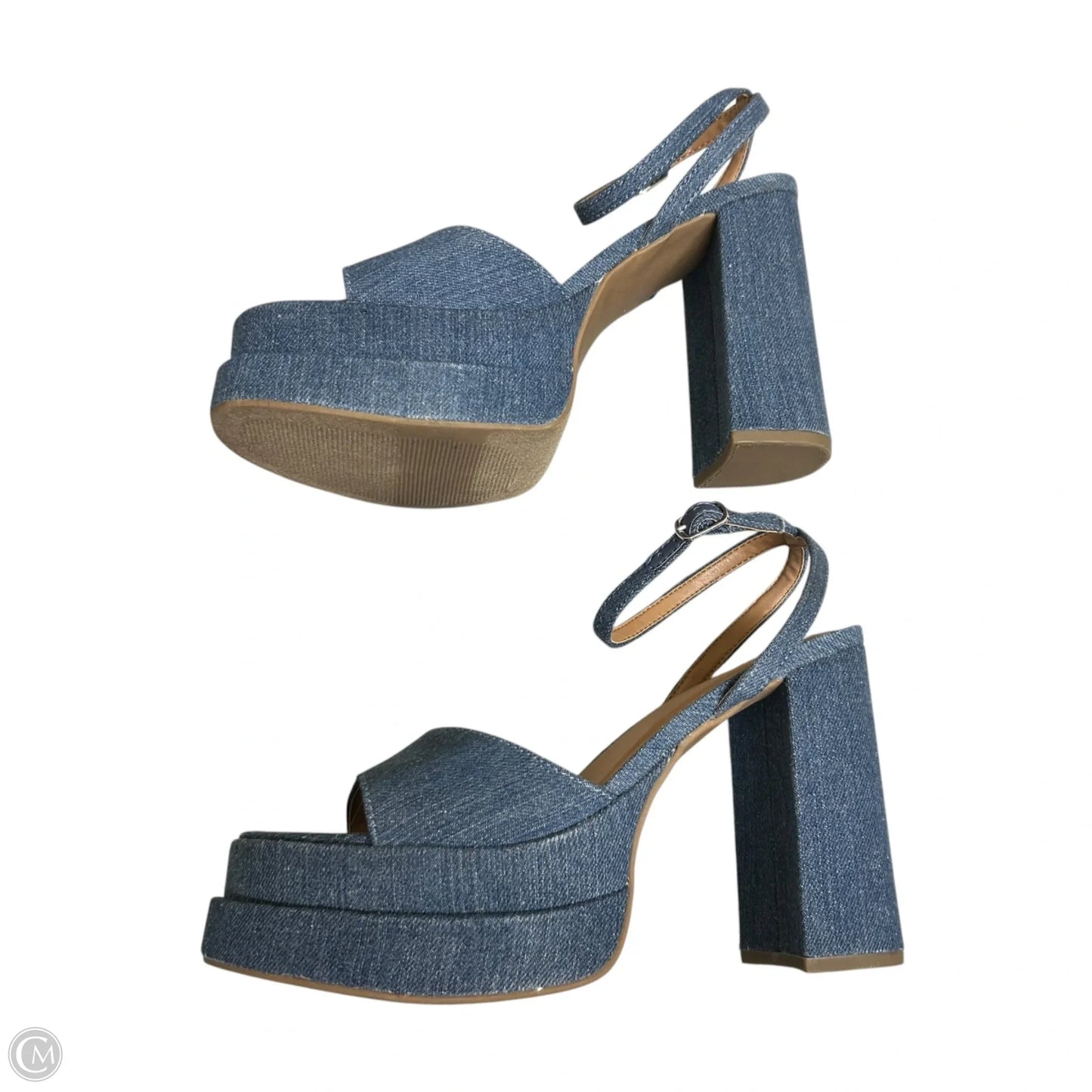 Sandals Heels Block By Wild Fable In Blue Denim, Size: 8