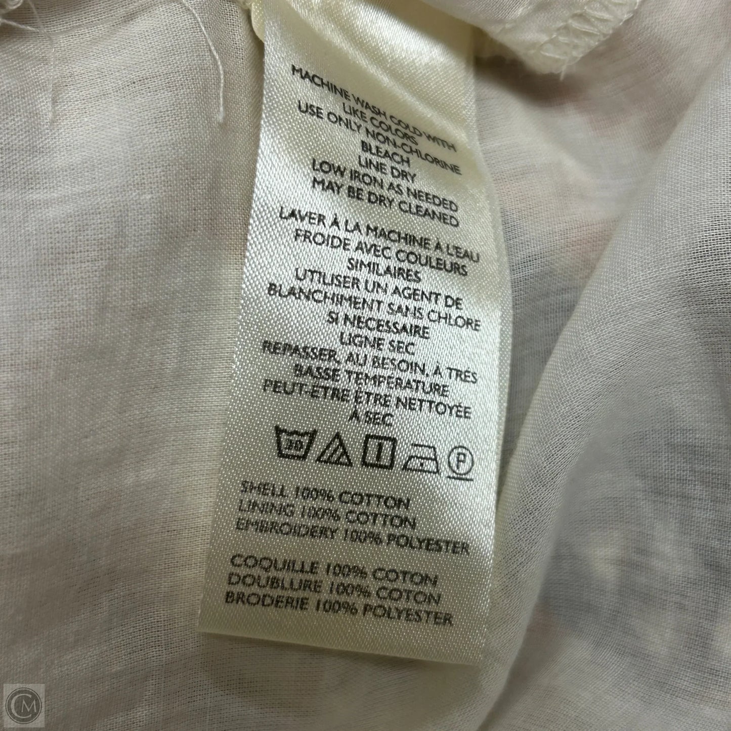 Top Short Sleeve By Anthropologie In Cream & Orange, Size: S