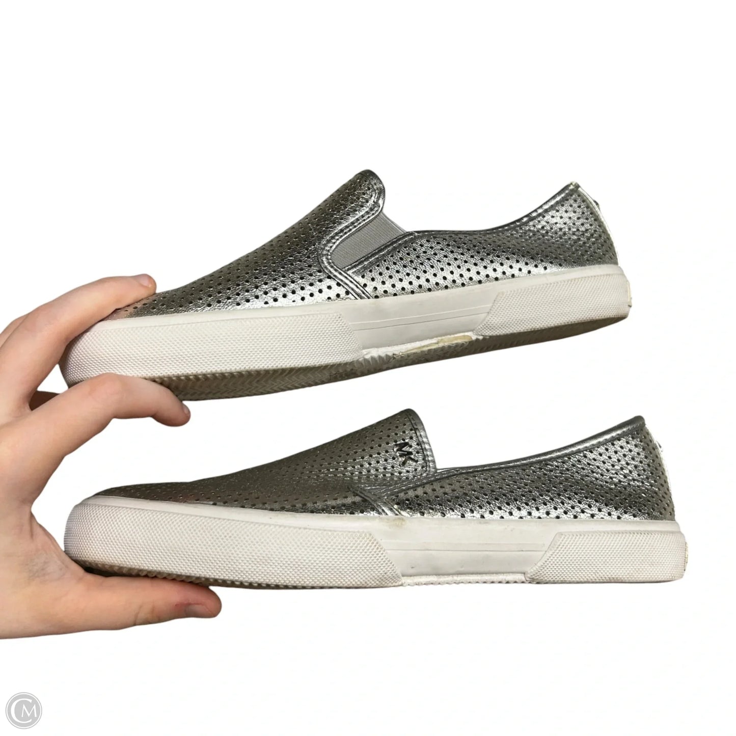 Shoes Designer By Michael Kors In Silver, Size: 7.5