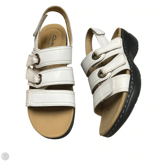 Sandals Heels Wedge By Clarks In White, Size: 9