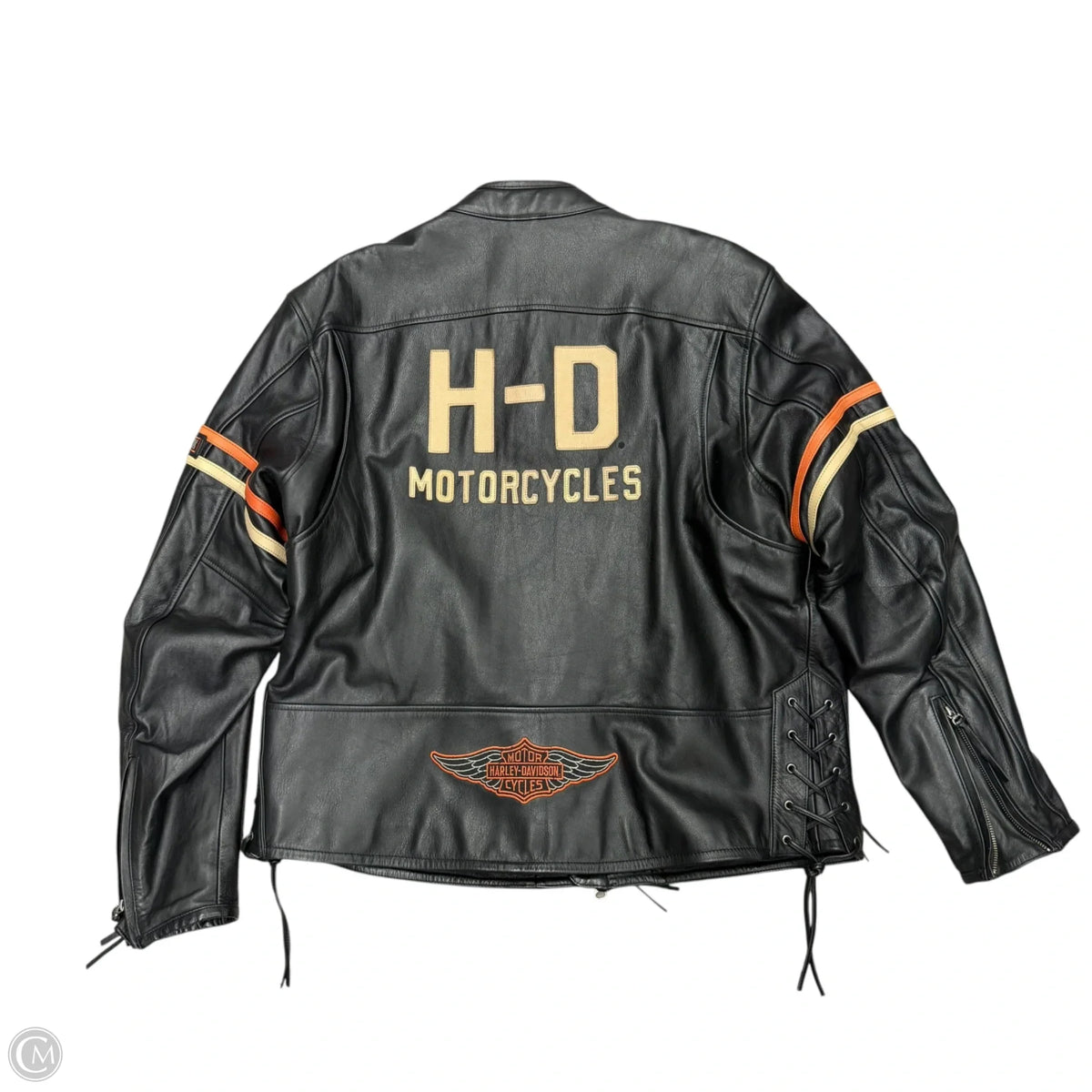 Jacket Leather By Harley Davidson In Black & Orange, Size: 2x